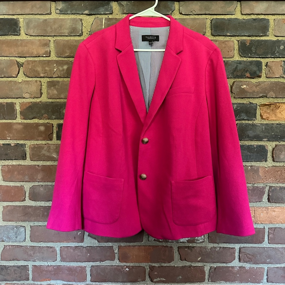 Talbots Knit Hot Punk Two Button Patch Pockets Bl… - image 1